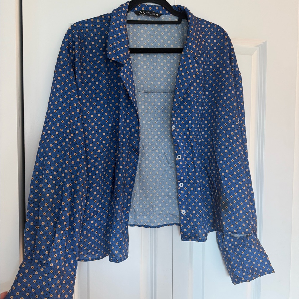 Zara Blue Patterned Blouse